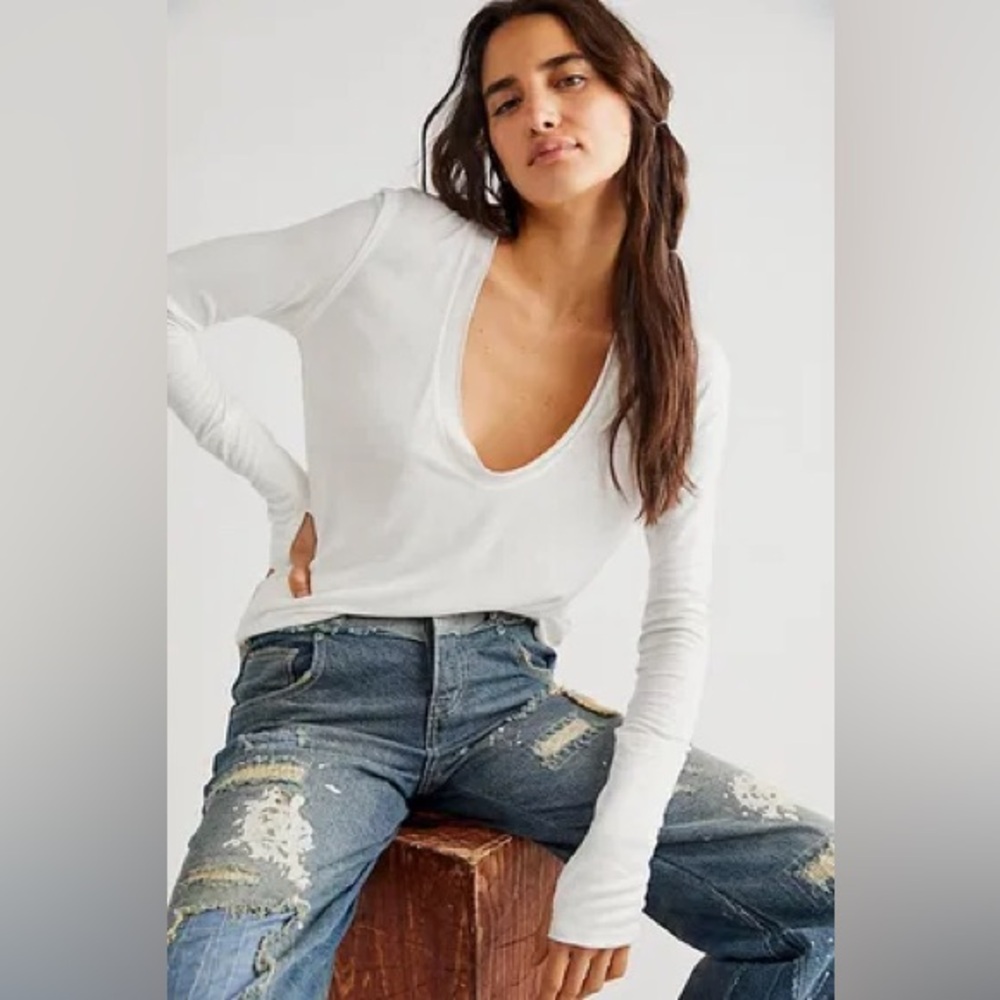 NEW Free People Fresh & Clean Long Sleeve Ivory Medium